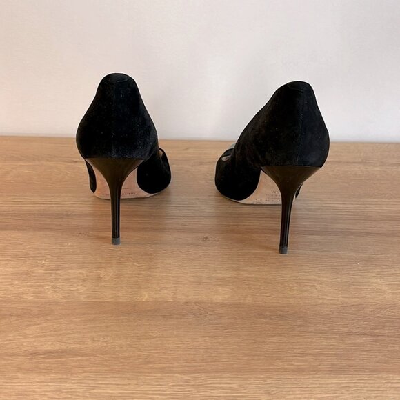 Jimmy Choo Amika Cap Toe Black Suede Pumps Heels - Picture 4 of 7